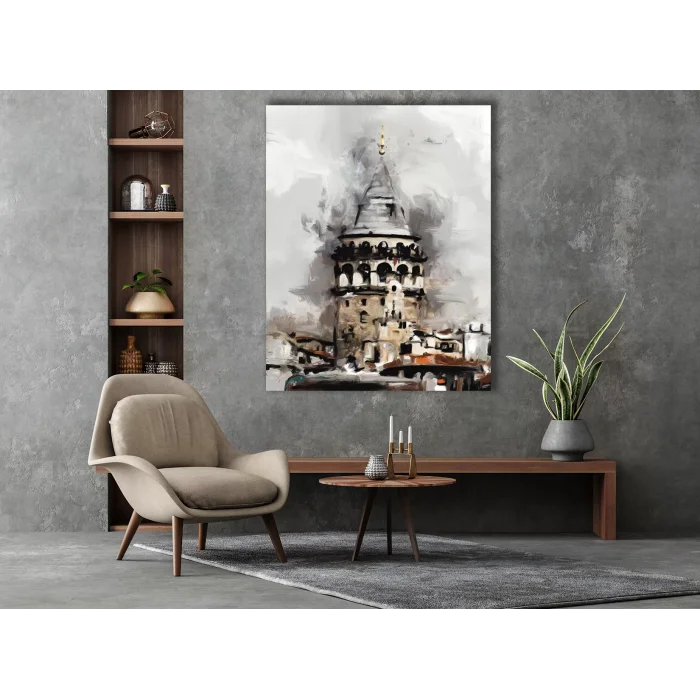 YAĞLI BOYA GÖRÜNÜMLÜ GALATA KULESİ KANVAS TABLO
