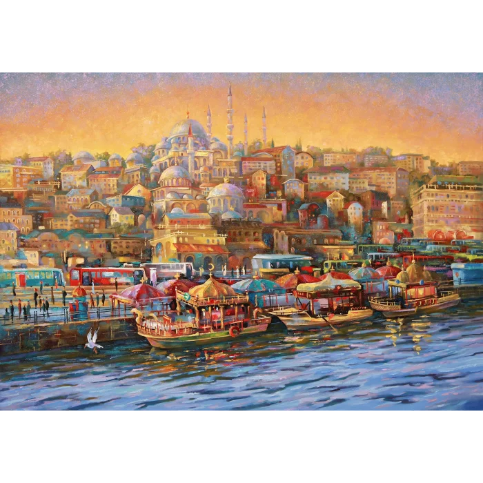 YAĞLI BOYA GÖRÜNÜMLÜ İSTANBUL MANZARASI KANVAS TABLO