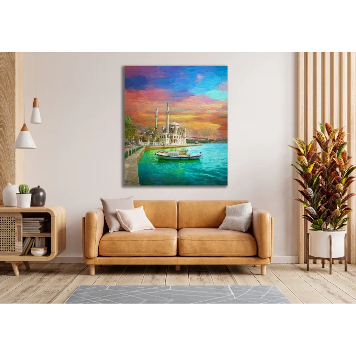 YAĞLI BOYA GÖRÜNÜMLÜ ORTAKÖY KANVAS TABLO