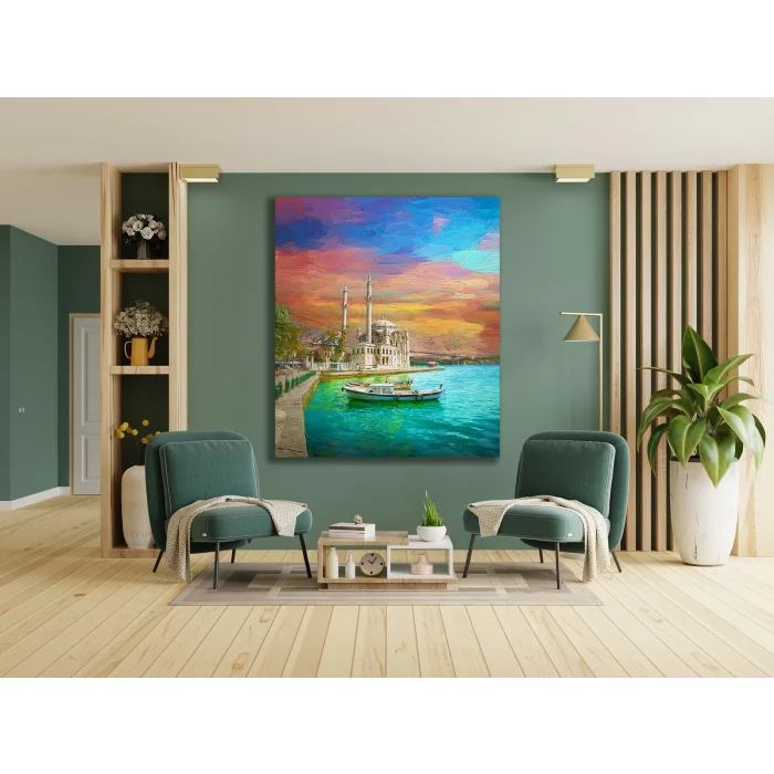 YAĞLI BOYA GÖRÜNÜMLÜ ORTAKÖY KANVAS TABLO