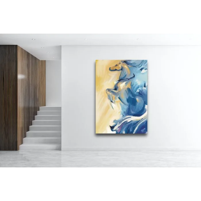 YAĞLI BOYA GÖRÜNÜMLÜ SOYUT AT KANVAS TABLO