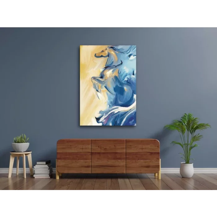 YAĞLI BOYA GÖRÜNÜMLÜ SOYUT AT KANVAS TABLO