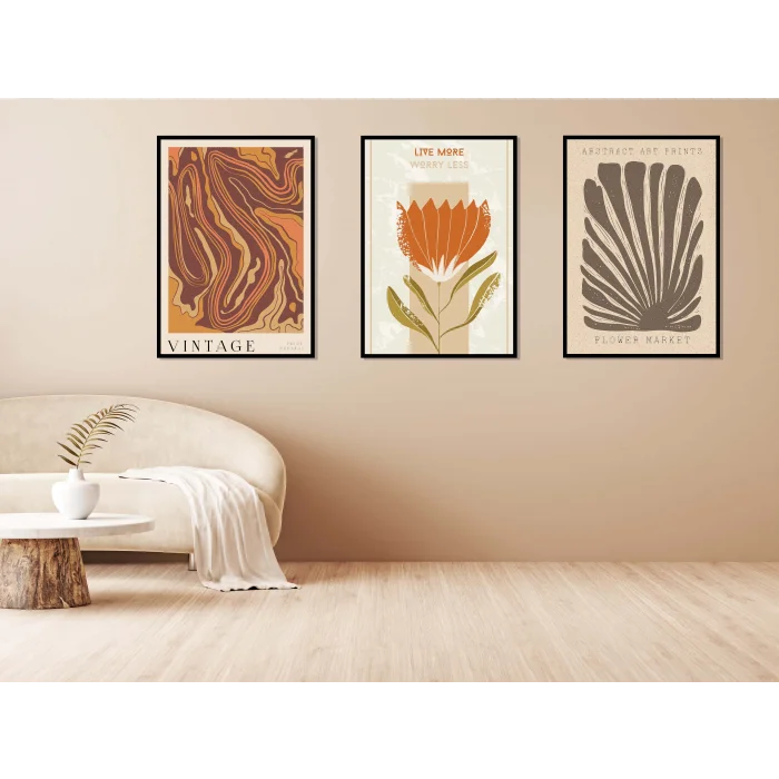 3lü Dekoratif Çerçeveli Tablo , Ev Dekoru , Soyut Tablo , Ahşap Tablo