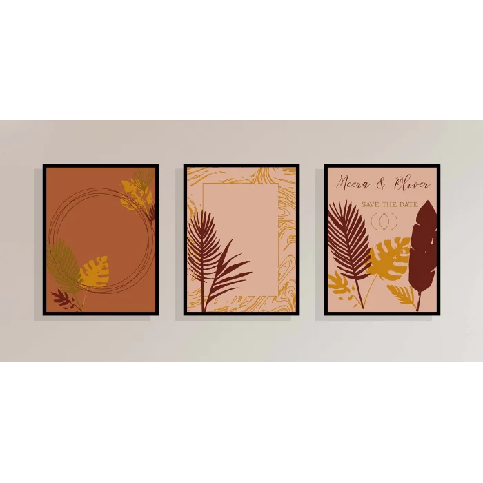 3lü Dekoratif Çerçeveli Tablo Oliver, Ev Dekoru , Soyut Tablo , Ahşap Tablo