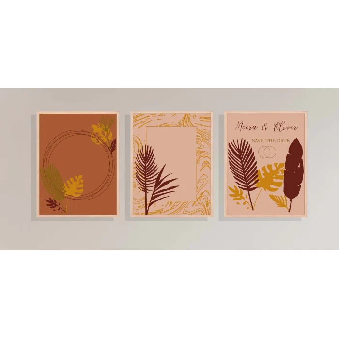 3lü Dekoratif Çerçeveli Tablo Oliver, Ev Dekoru , Soyut Tablo , Ahşap Tablo