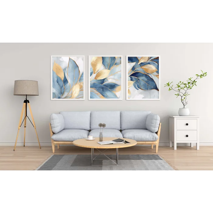3lü Gold Dekoratif Çerçeveli Tablo Life , Ev Dekoru , Soyut Tablo , Ahşap Tablo