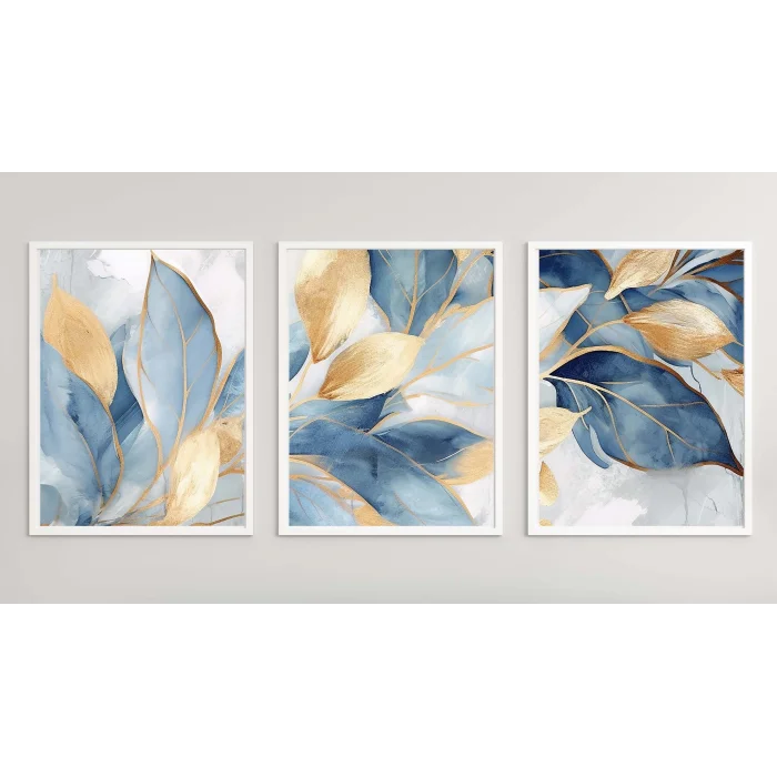 3lü Gold Dekoratif Çerçeveli Tablo Life , Ev Dekoru , Soyut Tablo , Ahşap Tablo
