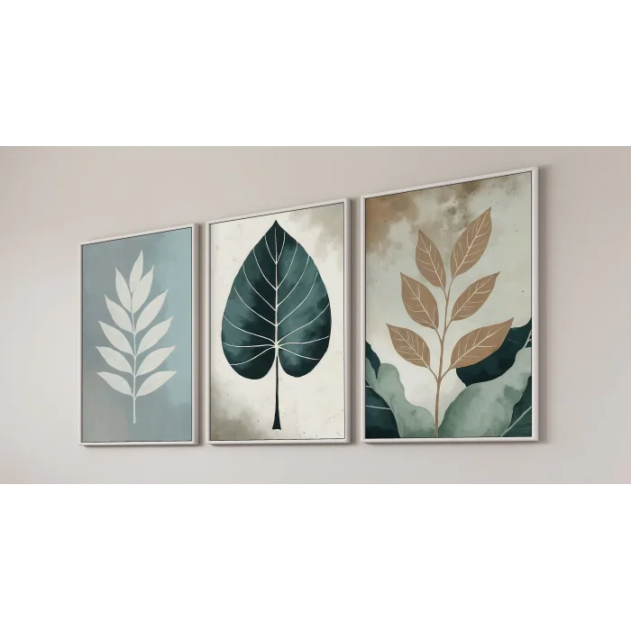 3 Parça Çerçeveli Dekoratif Çiçekler Ahşap Tablo seti, Ev Dekoru