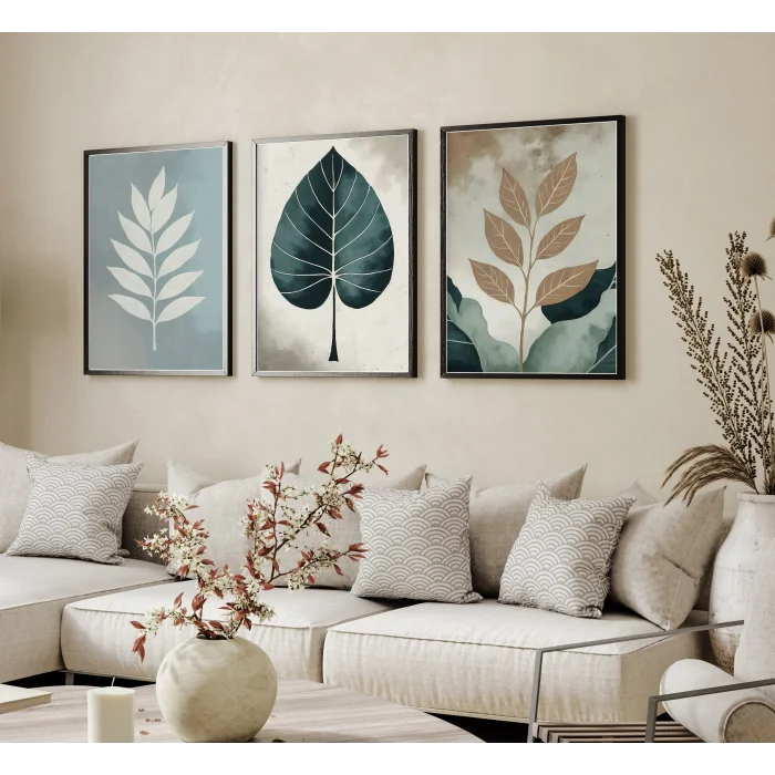 3 Parça Çerçeveli Dekoratif Çiçekler Ahşap Tablo seti, Ev Dekoru