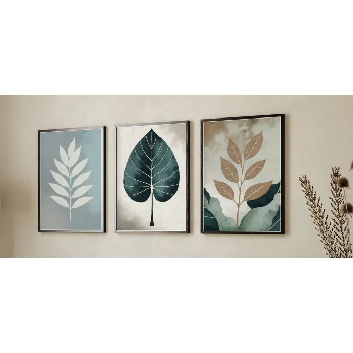 3 Parça Çerçeveli Dekoratif Çiçekler Ahşap Tablo seti, Ev Dekoru