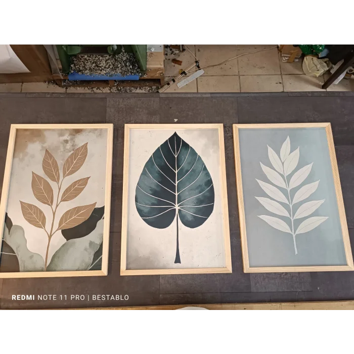 3 Parça Çerçeveli Dekoratif Çiçekler Ahşap Tablo seti, Ev Dekoru