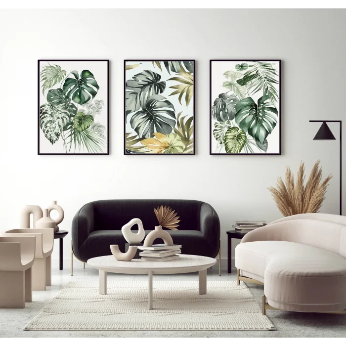 3 Parça Dekoratif Çiçekler Çerçeveli Ahşap Tablo seti, Ev Dekoru