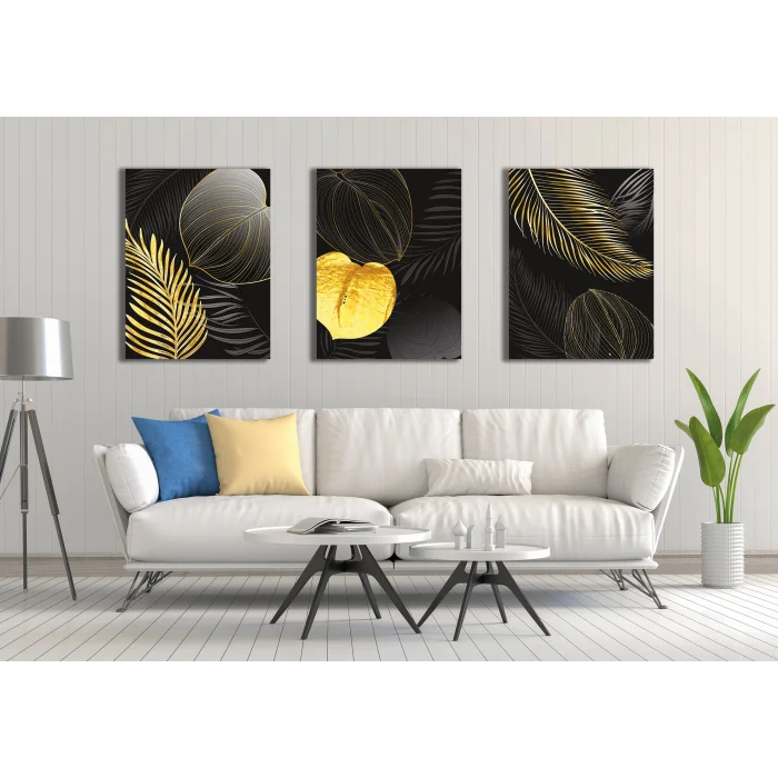 3 PARÇA DEKORATİF ÇİÇEKLER KANVAS TABLO