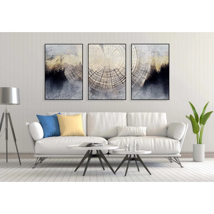 3 Parça Dekoratif Kök Desen Çerçeveli Tablo Life , Ev Dekoru , Soyut Tablo , Ahşap Tablo