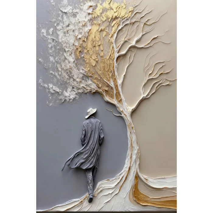 Bestablo 3D Kabartma Görünümlü Soyut Kanvas Tablo | Modern Salon ve Oturma Odası Duvar Dekoru