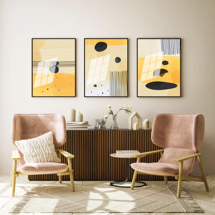 Bestablo 3 Parça Çerçeveli Ahşap Tablo Seti Bestablo