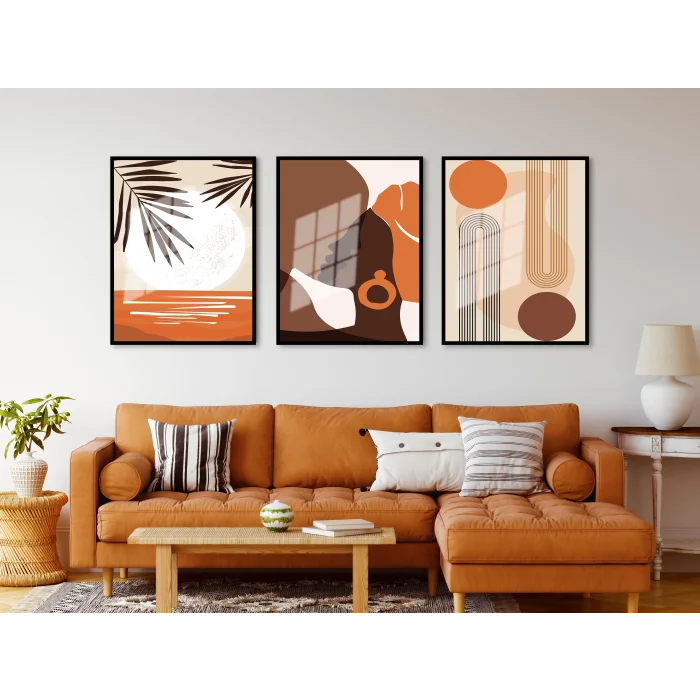 Bestablo 3 Parça Çerçeveli Bohem Ahşap Tablo Seti Bestablo