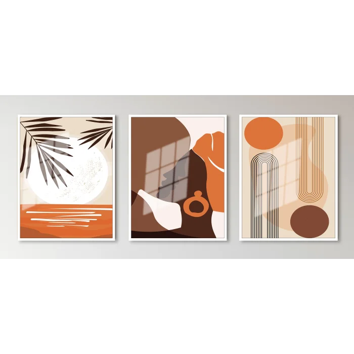 Bestablo 3 Parça Çerçeveli Bohem Ahşap Tablo Seti Bestablo