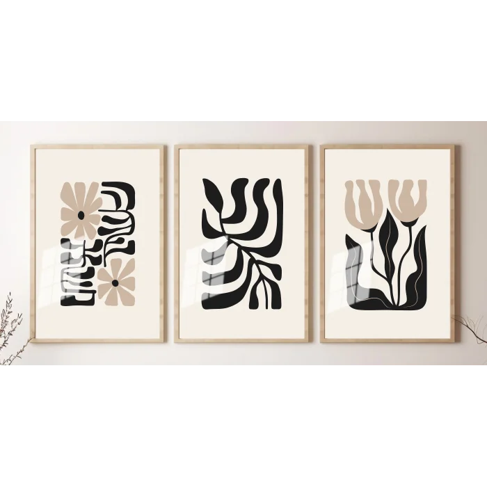 Bestablo 3 Parça Çerçeveli Dekoratif Ahşap Tablo Seti Bestablo