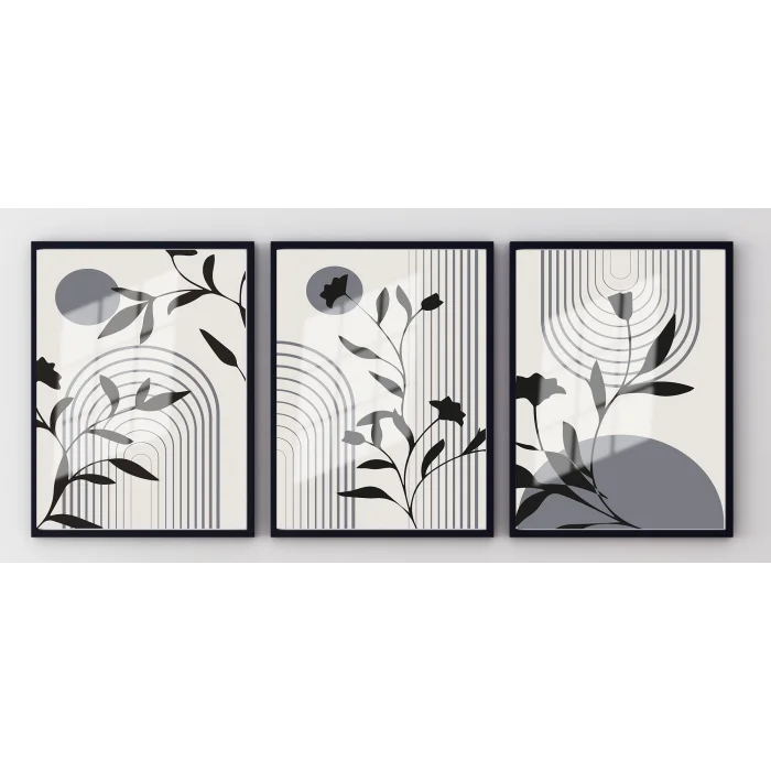 Bestablo 3 Parça Çerçeveli Dekoratif Ahşap Tablo Seti Bestablo
