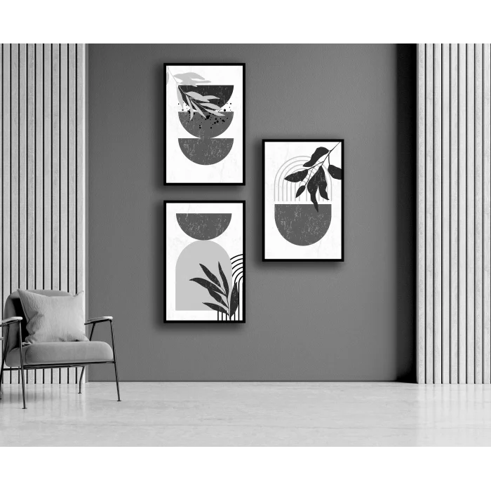 Bestablo 3 Parça Çerçeveli Dekoratif Boho Ahşap Tablo Seti Bestablo