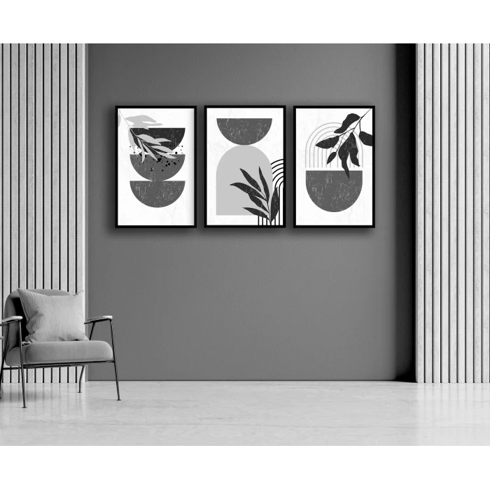 Bestablo 3 Parça Çerçeveli Dekoratif Boho Ahşap Tablo Seti Bestablo