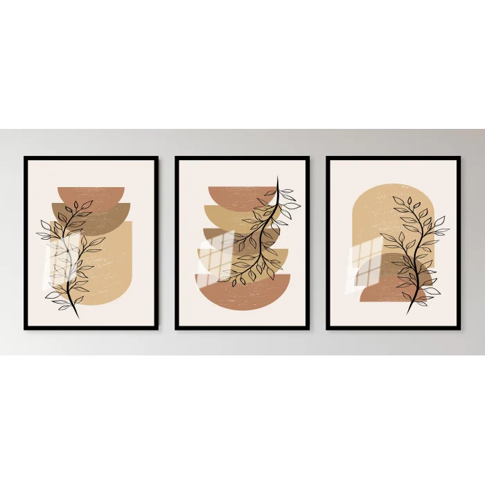 Bestablo 3 Parça Çerçeveli Dekoratif Boho Ahşap Tablo Seti Bestablo