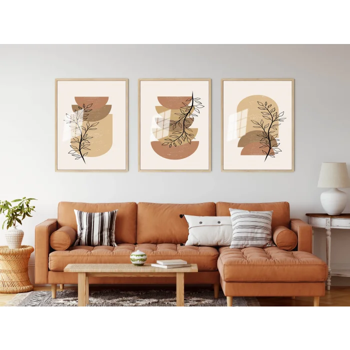 Bestablo 3 Parça Çerçeveli Dekoratif Boho Ahşap Tablo Seti Bestablo