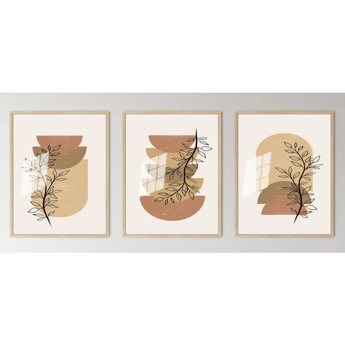 Bestablo 3 Parça Çerçeveli Dekoratif Boho Ahşap Tablo Seti Bestablo