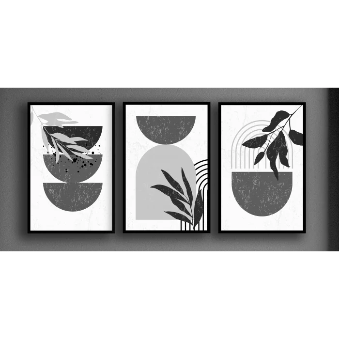 Bestablo 3 Parça Çerçeveli Dekoratif Boho Ahşap Tablo Seti Bestablo