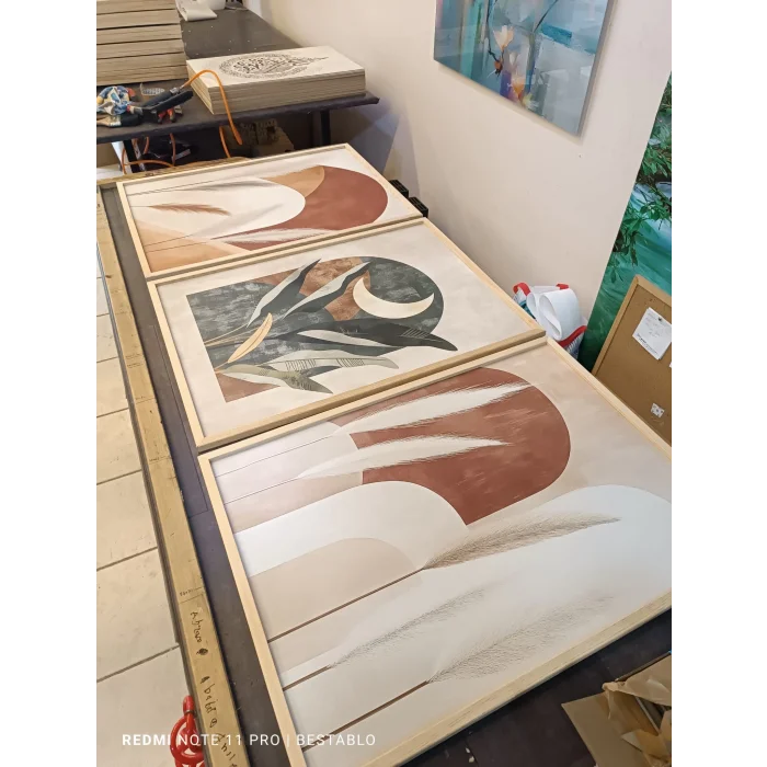 Bestablo 3 Parça Çerçeveli Dekoratif Boho Ahşap Tablo Seti, Ev Dekoru Bestablo