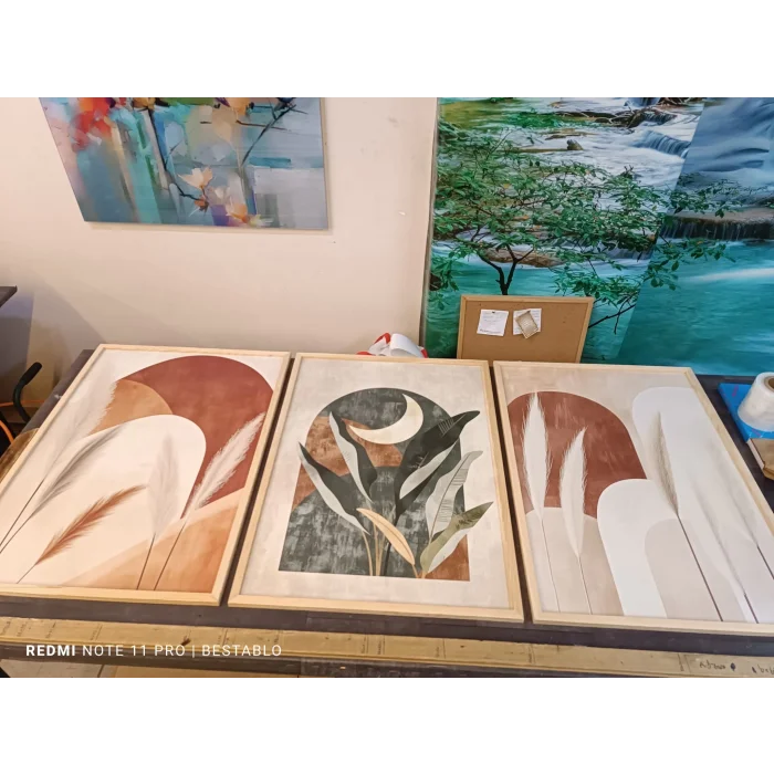 Bestablo 3 Parça Çerçeveli Dekoratif Boho Ahşap Tablo Seti, Ev Dekoru Bestablo