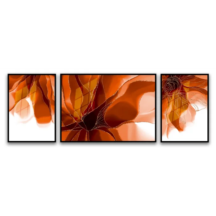 Bestablo 3 Parça Çerçeveli Dekoratif Çiçekler Ahşap Tablo Seti Bestablo