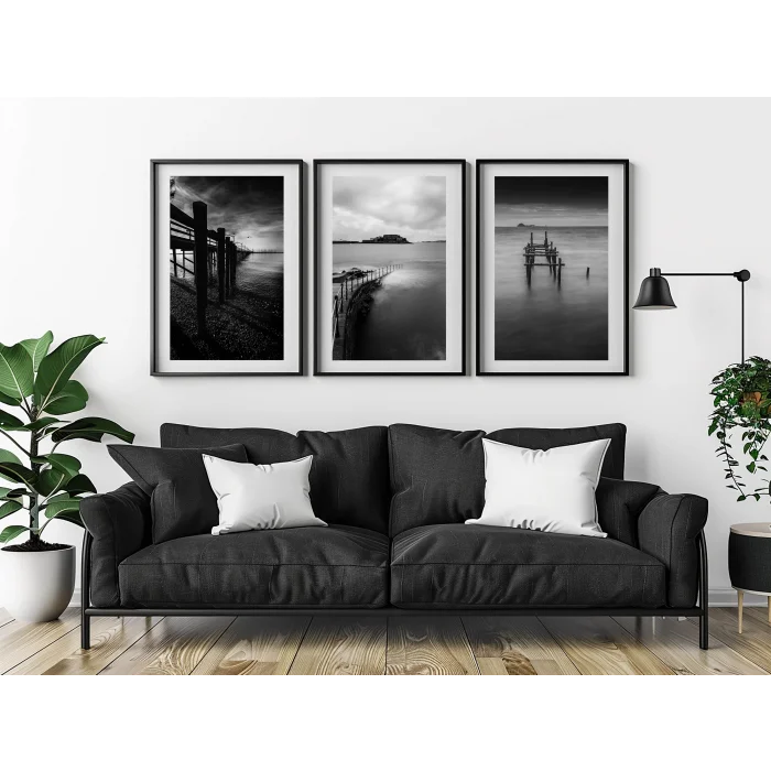 Bestablo 3 Parça Çerçeveli Dekoratif Manzara Ahşap Tablo Seti, Ev Dekoru Bestablo