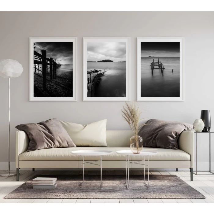 Bestablo 3 Parça Çerçeveli Dekoratif Manzara Ahşap Tablo Seti, Ev Dekoru Bestablo
