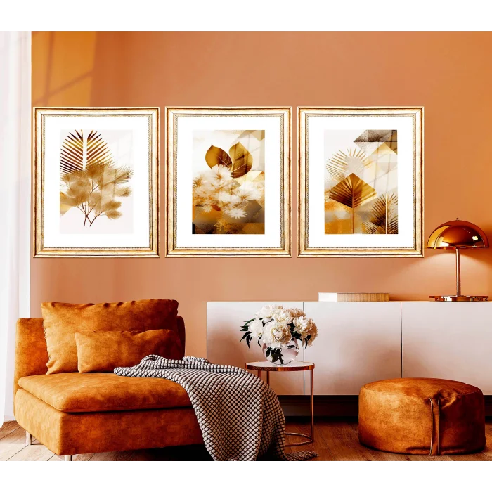 Bestablo 3 Parça Eskitme Çerçeveli Dekoratif Çiçekler Ahşap Tablo Seti Bestablo