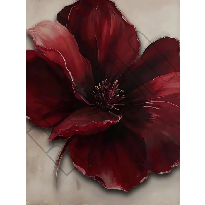 Bestablo Bordo Çiçek Desenli Kanvas Tablo | Modern Salon ve Oturma Odası Duvar Dekoru