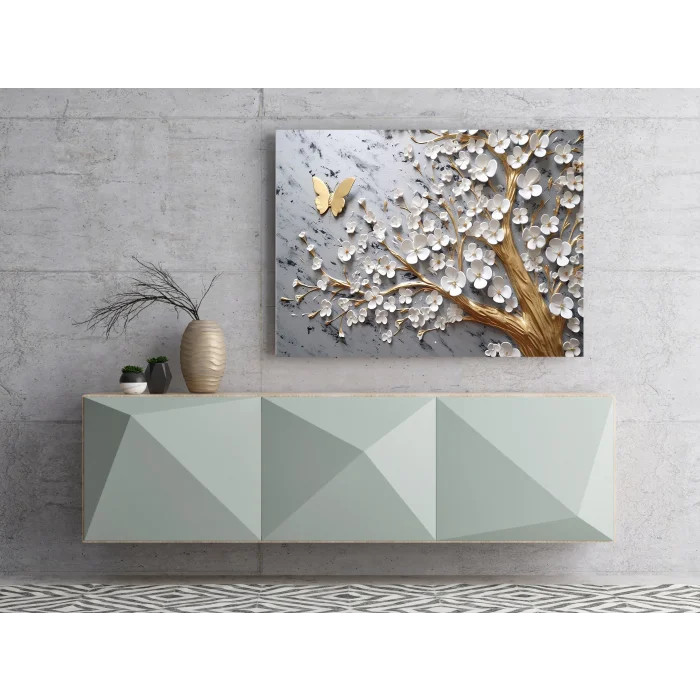 Bestablo Dekoratif Beyaz Çiçekler Kanvas Tablo Bestablo