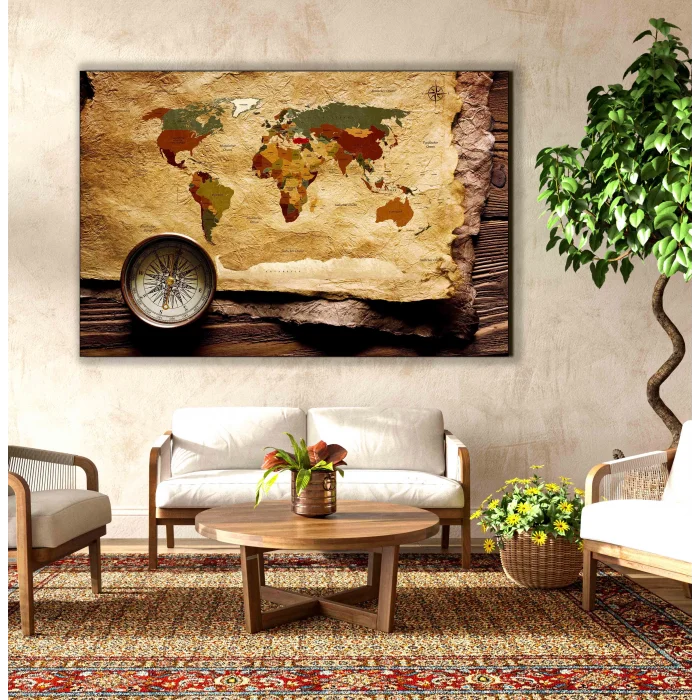 Bestablo Dünya Haritası Kanvas Tablo Ev Dekoru, Harita, Map Bestablo