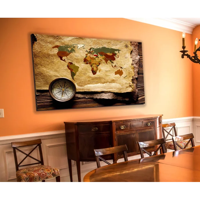 Bestablo Dünya Haritası Kanvas Tablo Ev Dekoru, Harita, Map Bestablo