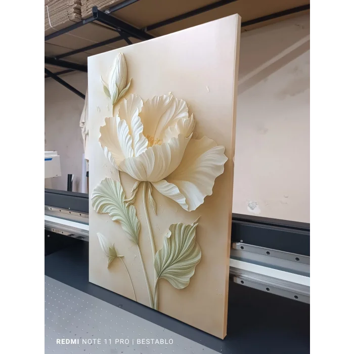 Bestablo Kabartmalı Çiçek Desenli Kanvas Tablo, Modern Salon Duvar Dekoru