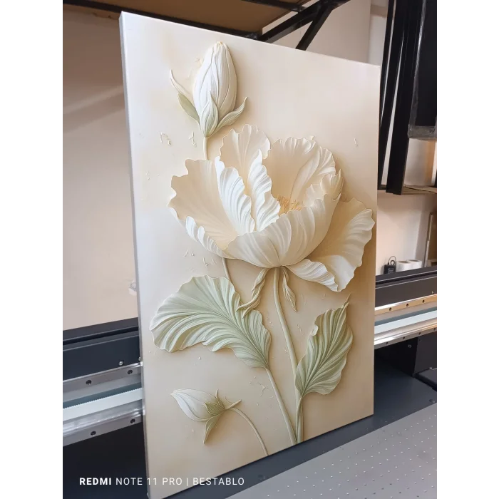 Bestablo Kabartmalı Çiçek Desenli Kanvas Tablo, Modern Salon Duvar Dekoru