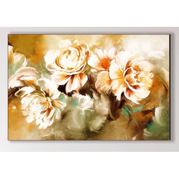 Bestablo Yağlı Boya Görünümlü Dekoratif Çiçekler Kanvas Tablo Bestablo