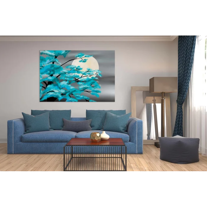 Dolunay Ve Ağaç Kanvas Tablo