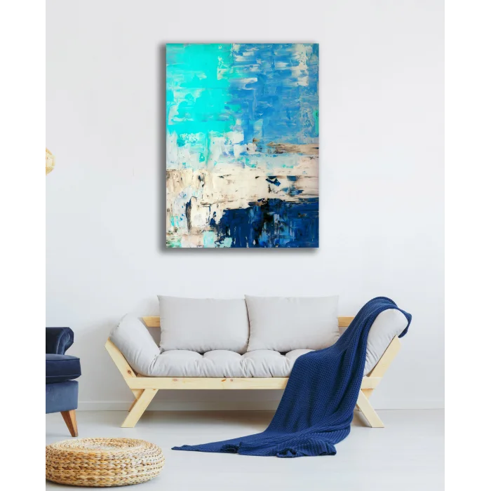TURKUAZ MAVİ SOYUT KANVAS TABLO