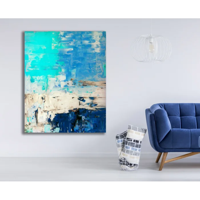TURKUAZ MAVİ SOYUT KANVAS TABLO