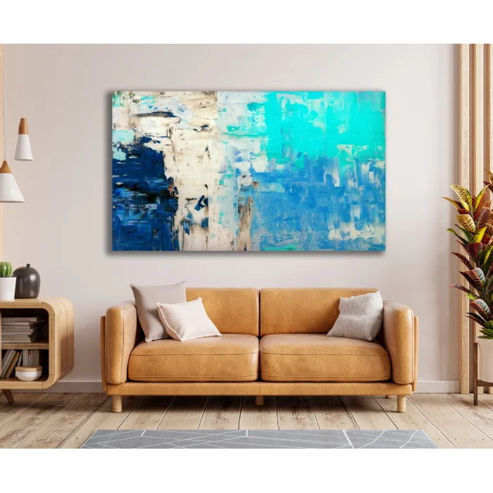 TURKUAZ MAVİ SOYUT KANVAS TABLO