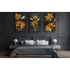 3 PARÇA DEKORATİF SARI ÇİÇEKLER KANVAS TABLO
