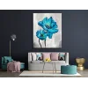 DEKORATİF MAVİ ÇİÇEK KANVAS TABLO