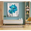 DEKORATİF MAVİ ÇİÇEK KANVAS TABLO